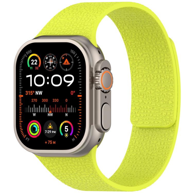 For Apple Watch 42mm / 41mm / 40mm / 38mm Litchi Texture Magnetic Silicone Watch Band(Fluorescent Green) - Watch Bands by buy2fix | Online Shopping UK | buy2fix