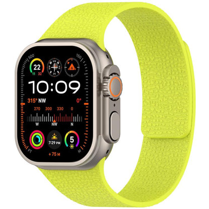 For Apple Watch 42mm / 41mm / 40mm / 38mm Litchi Texture Magnetic Silicone Watch Band(Fluorescent Green) - Watch Bands by buy2fix | Online Shopping UK | buy2fix