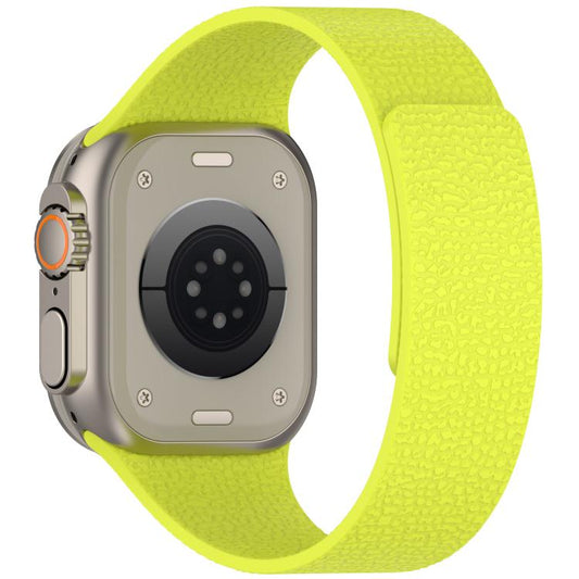 For Apple Watch 42mm / 41mm / 40mm / 38mm Litchi Texture Magnetic Silicone Watch Band(Fluorescent Green) - Watch Bands by buy2fix | Online Shopping UK | buy2fix