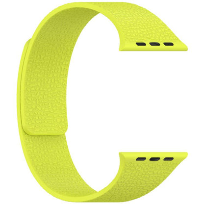 For Apple Watch 42mm / 41mm / 40mm / 38mm Litchi Texture Magnetic Silicone Watch Band(Fluorescent Green) - Watch Bands by buy2fix | Online Shopping UK | buy2fix