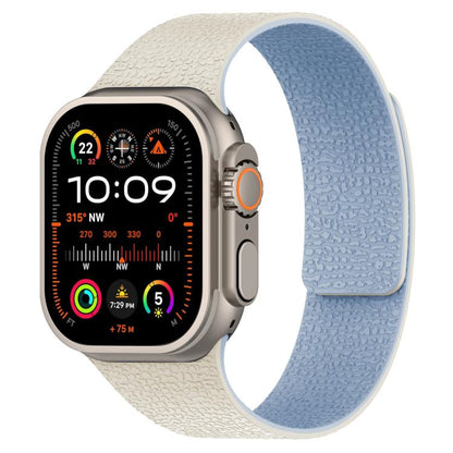 For Apple Watch 42mm / 41mm / 40mm / 38mm Litchi Texture Magnetic Silicone Watch Band(White Blue) - Watch Bands by buy2fix | Online Shopping UK | buy2fix