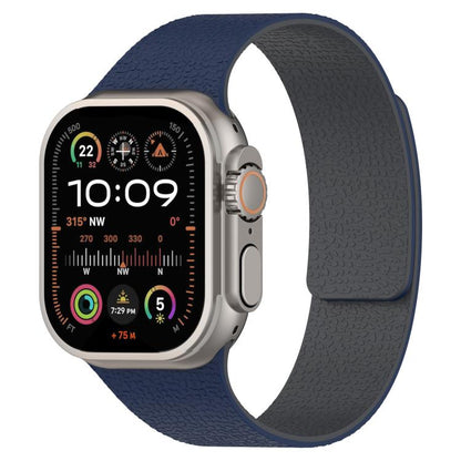 For Apple Watch 42mm / 41mm / 40mm / 38mm Litchi Texture Magnetic Silicone Watch Band(Blue Gray) - Watch Bands by buy2fix | Online Shopping UK | buy2fix
