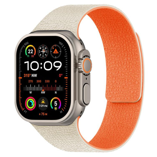 For Apple Watch 42mm / 41mm / 40mm / 38mm Litchi Texture Magnetic Silicone Watch Band(Starlight Orange) - Watch Bands by buy2fix | Online Shopping UK | buy2fix