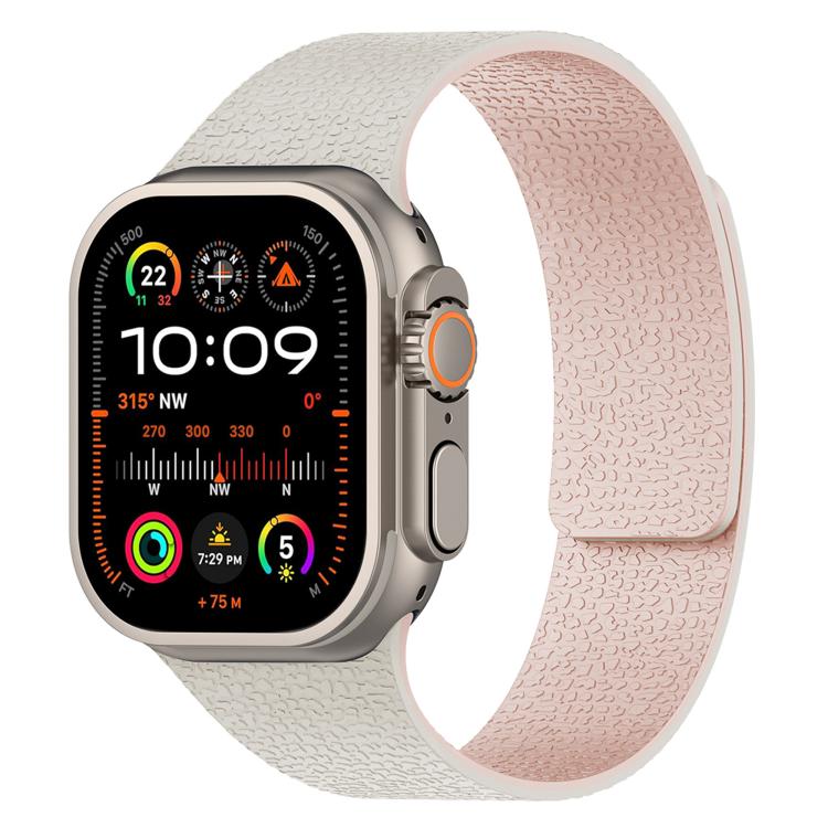 For Apple Watch 42mm / 41mm / 40mm / 38mm Litchi Texture Magnetic Silicone Watch Band(Starlight Pink) - Watch Bands by buy2fix | Online Shopping UK | buy2fix
