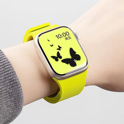 For Apple Watch 42mm / 41mm / 40mm / 38mm Litchi Texture Magnetic Silicone Watch Band(Starry Sky Lime) - Watch Bands by buy2fix | Online Shopping UK | buy2fix
