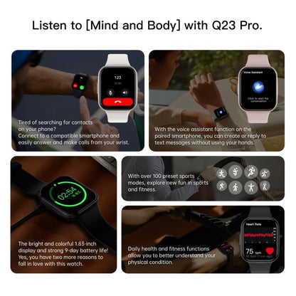 Q23 Pro 1.83 inch Color Screen IP68 Waterproof Bluetooth Call Smart Watch, Support Health Monitoring(White) - Smart Watches by buy2fix | Online Shopping UK | buy2fix