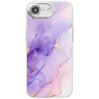 For iPhone 16e Electroplated Marble Texture Phone Case(Purple M3) - iPhone 16e Cases by buy2fix | Online Shopping UK | buy2fix