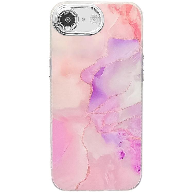 For iPhone 16e Electroplated Marble Texture Phone Case(Pink Purple M4) - iPhone 16e Cases by buy2fix | Online Shopping UK | buy2fix
