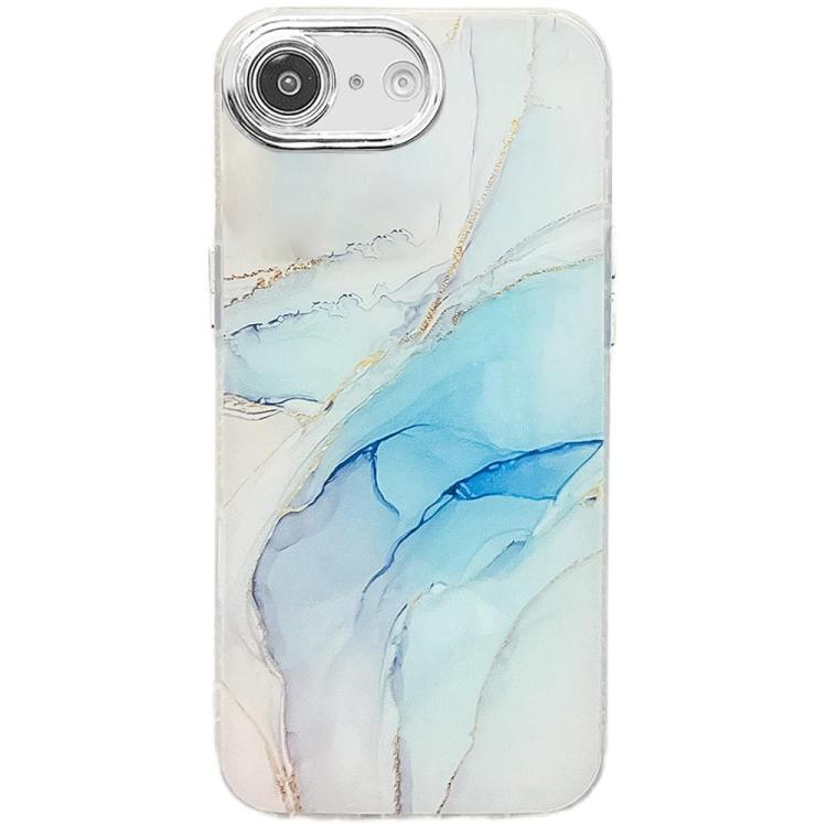 For iPhone 16e Electroplated Marble Texture Phone Case(Light Blue M5) - iPhone 16e Cases by buy2fix | Online Shopping UK | buy2fix