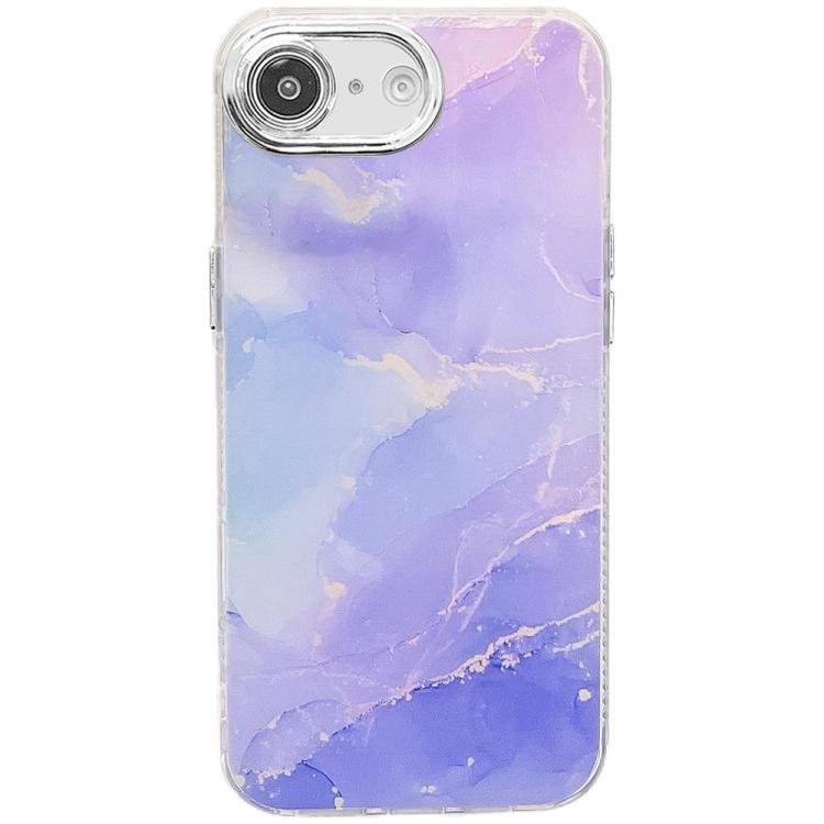 For iPhone 16e Electroplated Marble Texture Phone Case(Blue Purple M10) - iPhone 16e Cases by buy2fix | Online Shopping UK | buy2fix
