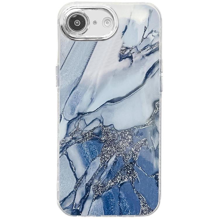 For iPhone 16e Electroplated Marble Texture Phone Case(Navy Blue M17) - iPhone 16e Cases by buy2fix | Online Shopping UK | buy2fix