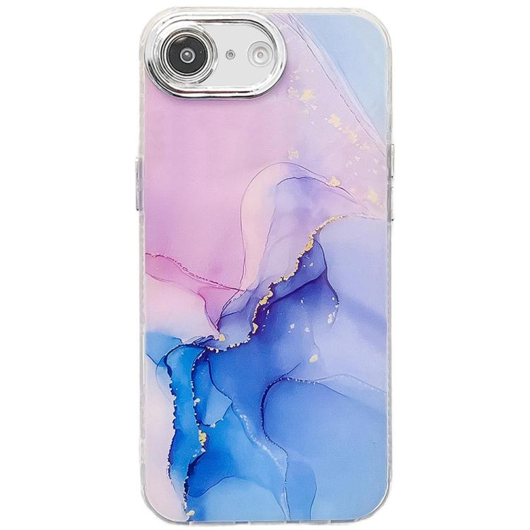 For iPhone 16e Electroplated Marble Texture Phone Case(Purple Blue M18) - iPhone 16e Cases by buy2fix | Online Shopping UK | buy2fix
