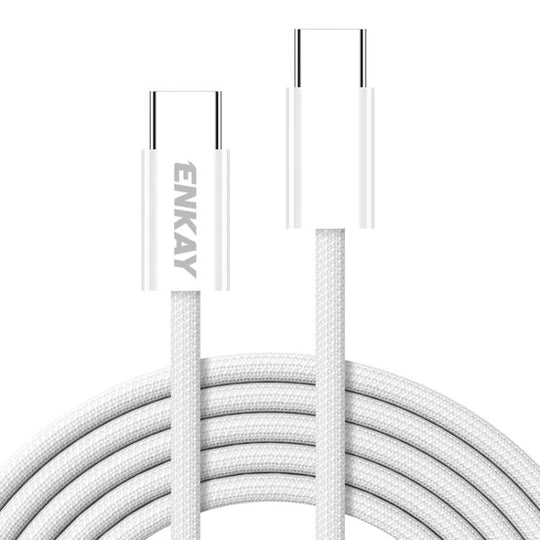 ENKAY CB174 Candy Color 60W USB-C / Type-C to Type-C Charging Data Cable, Length:1m(White)