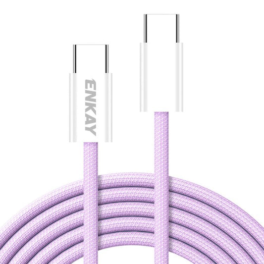 ENKAY CB174 Candy Color 60W USB-C / Type-C to Type-C Charging Data Cable, Length:1.5m(Purple) - USB-C & Type-C Cable by ENKAY | Online Shopping UK | buy2fix