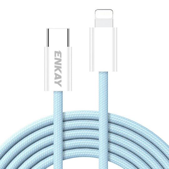 ENKAY CB175 Candy Color PD 27W USB-C / Type-C to 8 Pin Charging Data Cable, Length:2m(Blue)