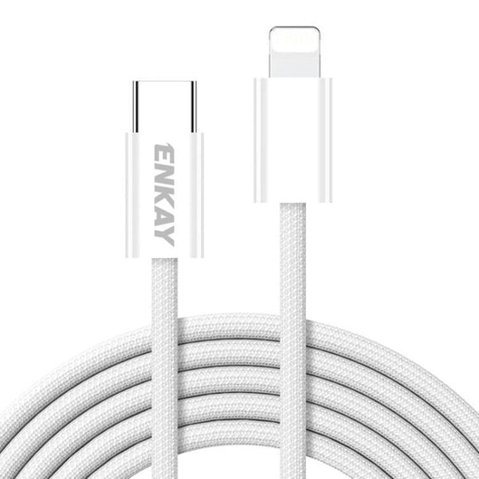ENKAY CB175 Candy Color PD 27W USB-C / Type-C to 8 Pin Charging Data Cable, Length:1m(White)