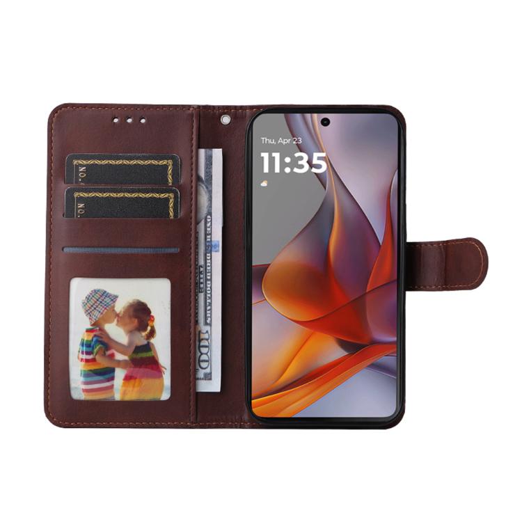 For Motorola Moto G75 ENKAY Card Wallet Calf Texture Leather Phone Case with Screen Film(Pink) - Motorola Cases by ENKAY | Online Shopping UK | buy2fix