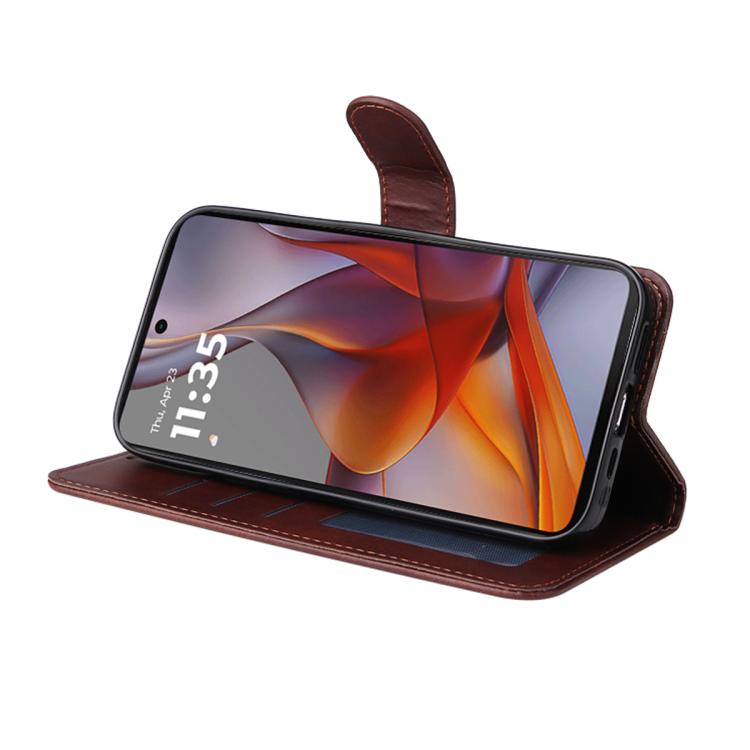 For Motorola Moto G75 ENKAY Card Wallet Calf Texture Leather Phone Case with Screen Film(Pink) - Motorola Cases by ENKAY | Online Shopping UK | buy2fix