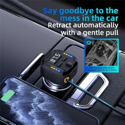 C69 PD 30W Fast Charger FM Transmitter Bluetooth Car Charger with Type-C Extendable Cable - Bluetooth Car Kits by buy2fix | Online Shopping UK | buy2fix