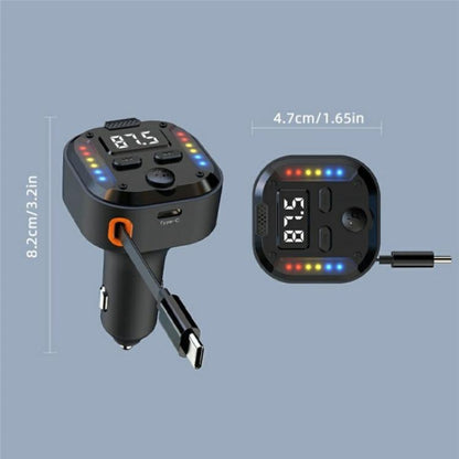 C69 PD 30W Fast Charger FM Transmitter Bluetooth Car Charger with Type-C Extendable Cable - Bluetooth Car Kits by buy2fix | Online Shopping UK | buy2fix
