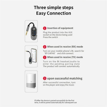 W10 Car Stereo Wireless Connection Audio Adapter 2 in 1 Car Bluetooth 5.3 Receiver Transmitter - Bluetooth Adapters by buy2fix | Online Shopping UK | buy2fix
