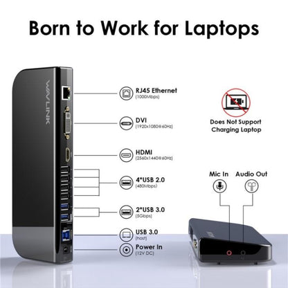 WAVLINK UG49DK1 For Windows Mac Android 13 In 1 USB-C Hub Dual Display Docking Station, Plug:EU Plug -  by WAVLINK | Online Shopping UK | buy2fix