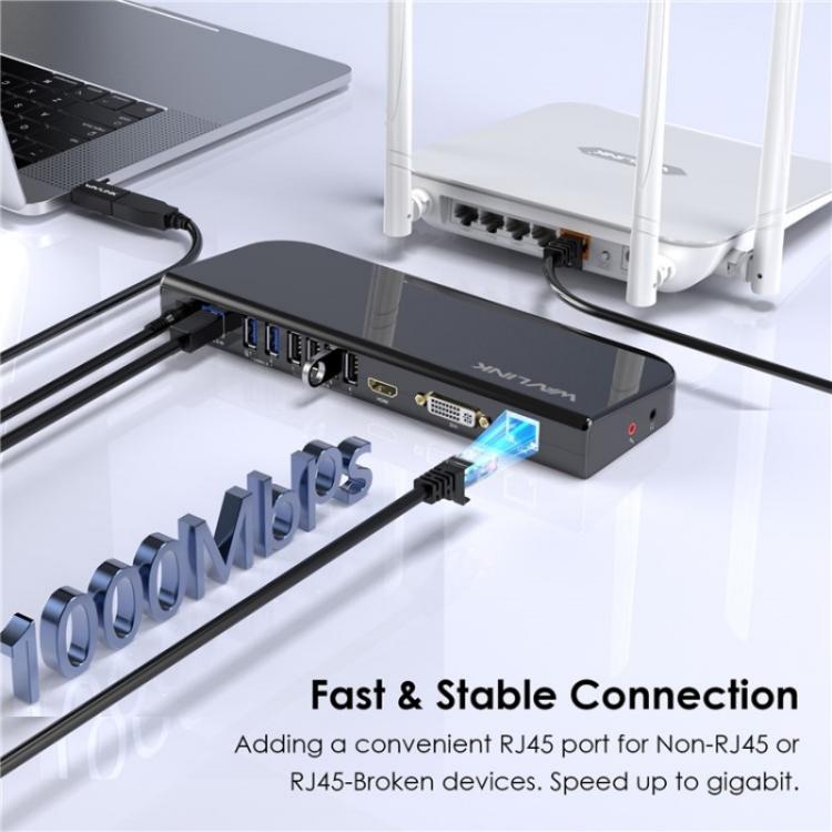 WAVLINK UG49DK1 For Windows Mac Android 13 In 1 USB-C Hub Dual Display Docking Station, Plug:UK Plug -  by WAVLINK | Online Shopping UK | buy2fix