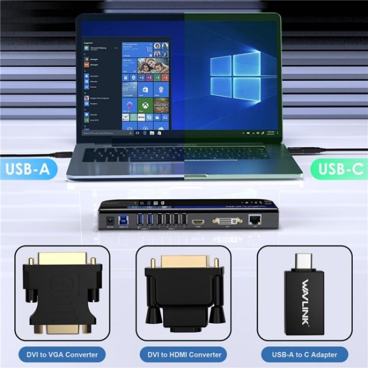 WAVLINK UG49DK1 For Windows Mac Android 13 In 1 USB-C Hub Dual Display Docking Station, Plug:EU Plug -  by WAVLINK | Online Shopping UK | buy2fix