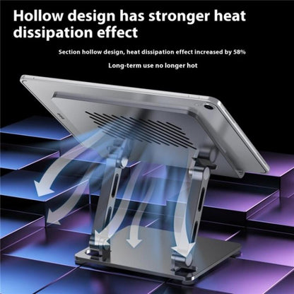 J26S Adjustable Foldable Desktop Tablet Alloy Steel Metal Stand(Grey) - Desktop Holder by buy2fix | Online Shopping UK | buy2fix