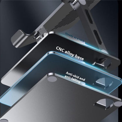J26S Adjustable Foldable Desktop Tablet Alloy Steel Metal Stand(Grey) - Desktop Holder by buy2fix | Online Shopping UK | buy2fix