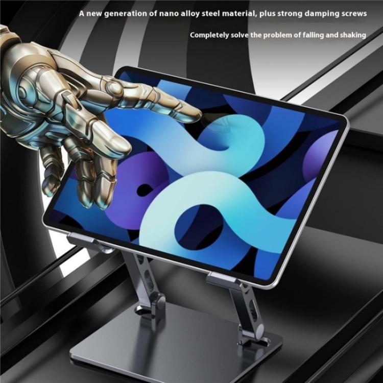 J26S Adjustable Foldable Desktop Tablet Alloy Steel Metal Stand(Grey) - Desktop Holder by buy2fix | Online Shopping UK | buy2fix