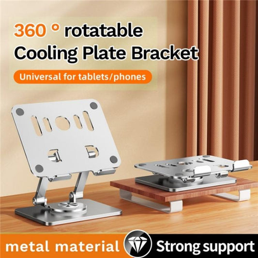 J58 Dual Rod Support Alloy Steel Foldable Rotating Tablet Holder(Silver) - Desktop Holder by buy2fix | Online Shopping UK | buy2fix