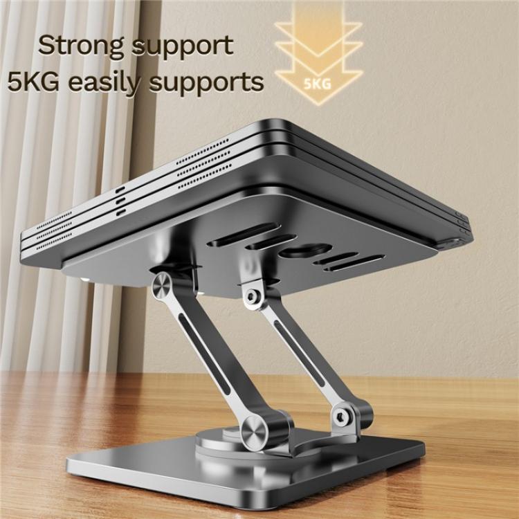 J58 Dual Rod Support Alloy Steel Foldable Rotating Tablet Holder(Dark Grey) - Desktop Holder by buy2fix | Online Shopping UK | buy2fix