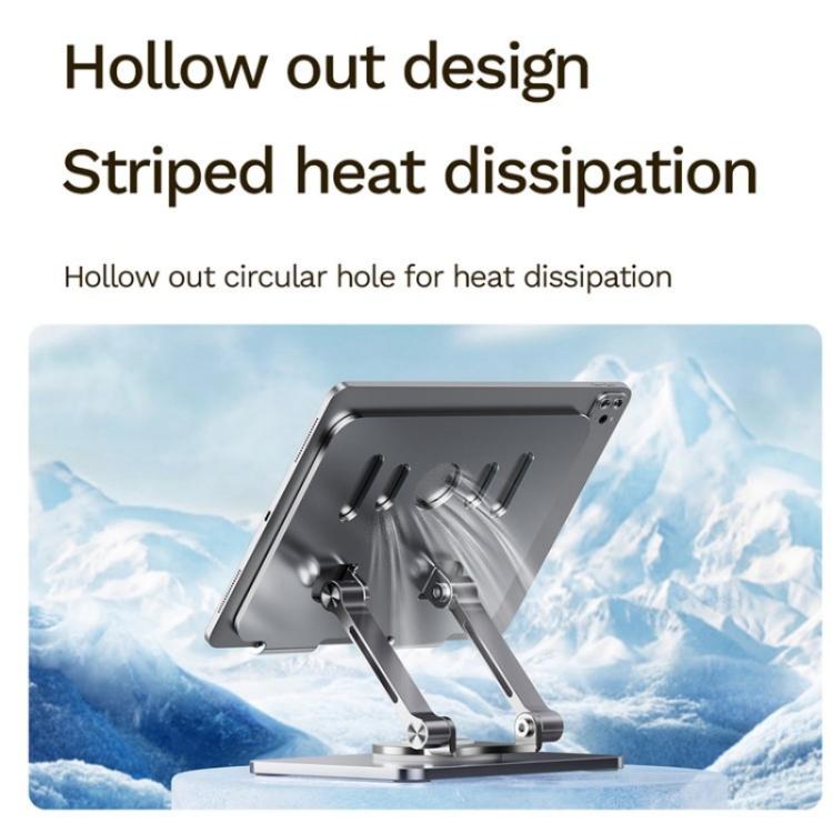 J58 Dual Rod Support Alloy Steel Foldable Rotating Tablet Holder(Dark Grey) - Desktop Holder by buy2fix | Online Shopping UK | buy2fix