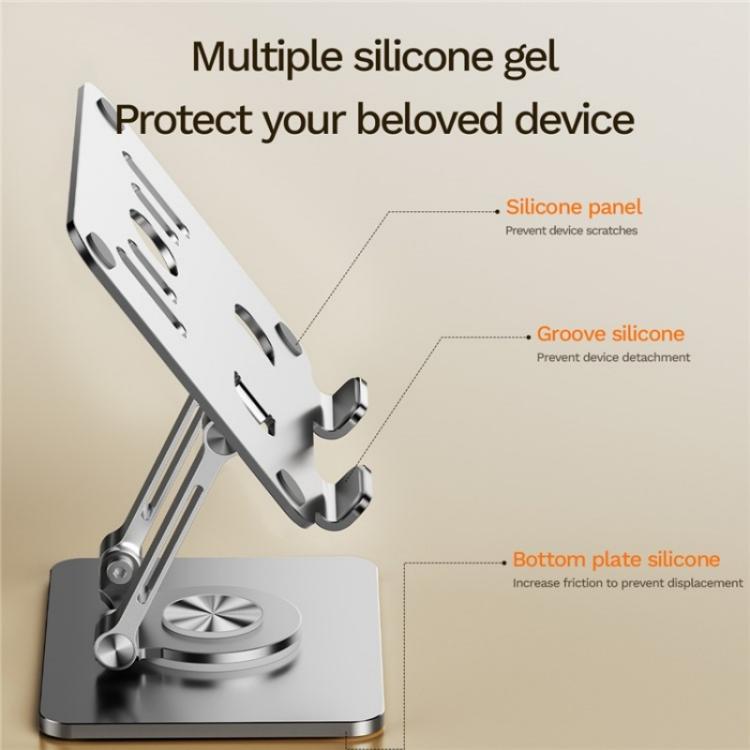 J58 Dual Rod Support Alloy Steel Foldable Rotating Tablet Holder(Black) - Desktop Holder by buy2fix | Online Shopping UK | buy2fix