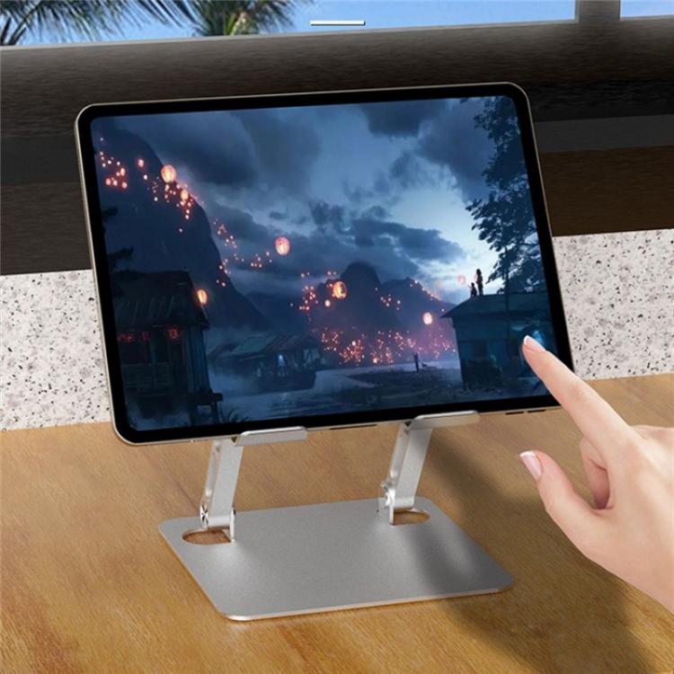 J23S Folding Height Adjustable Desktop Tablet Metal Cooling Holder(Grey) - Desktop Holder by buy2fix | Online Shopping UK | buy2fix