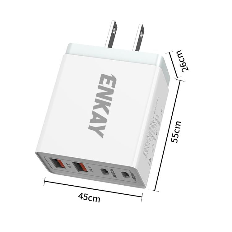 ENKAY FC-002 55W Dual USB-A Dual USB-C / Type-C Four Ports Quick Charger(EU Plug) - USB Charger by ENKAY | Online Shopping UK | buy2fix