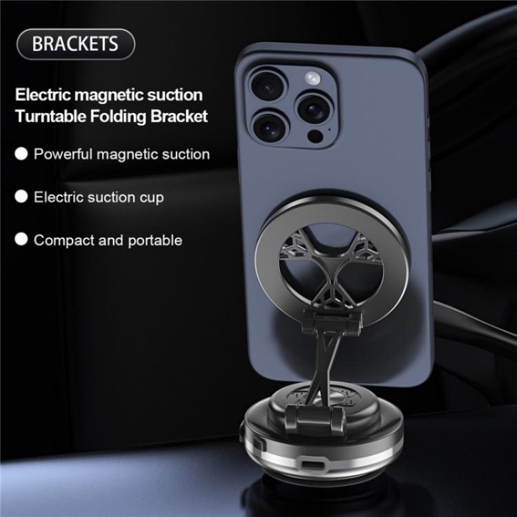 C6 Adjustable Folding Rotating Car Stand Vacuum Suction Cup Magnetic Phone Holder(Silver) - Wireless Charger Holders by buy2fix | Online Shopping UK | buy2fix