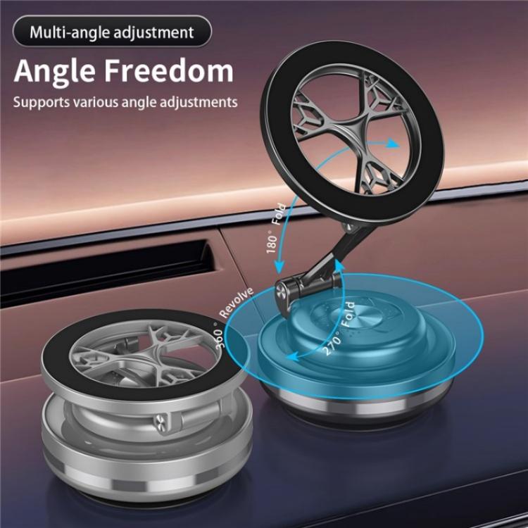 C6 Adjustable Folding Rotating Car Stand Vacuum Suction Cup Magnetic Phone Holder(Silver) - Wireless Charger Holders by buy2fix | Online Shopping UK | buy2fix