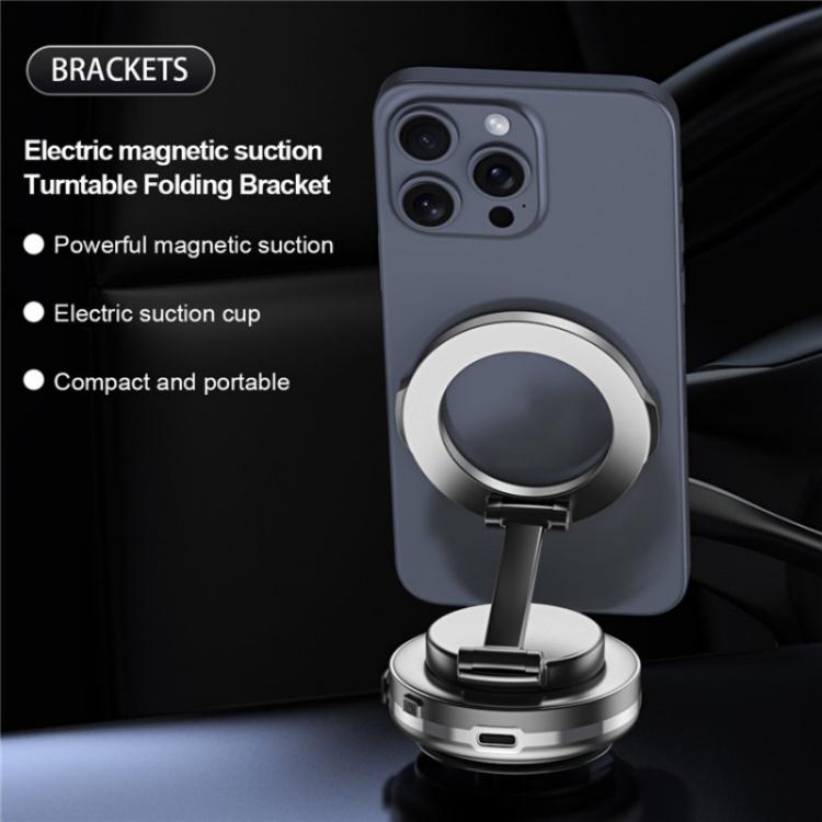 C7 Multifunctional Magnetic Phone Holder Rotatable Folding Auto Vacuum Suction Cup Phone Holder(Silver) - Wireless Charger Holders by buy2fix | Online Shopping UK | buy2fix