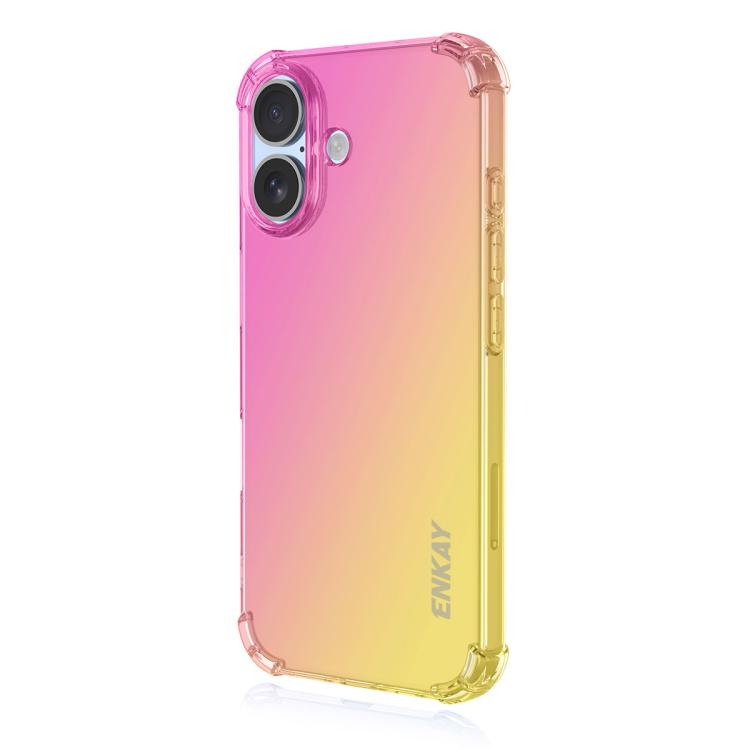For iPhone 16 Plus ENKAY Hat-Prince Gradient Airbag TPU Phone Case(Pink Gold) - iPhone 16 Plus Cases by ENKAY | Online Shopping UK | buy2fix