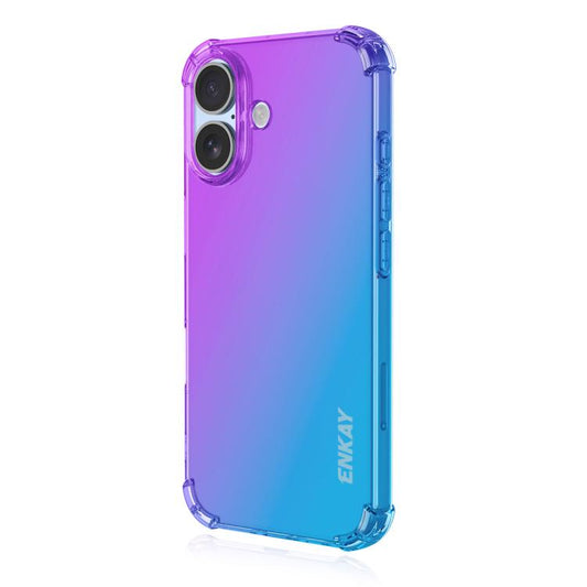 For iPhone 16 Plus ENKAY Hat-Prince Gradient Airbag TPU Phone Case(Purple Blue) - iPhone 16 Plus Cases by ENKAY | Online Shopping UK | buy2fix