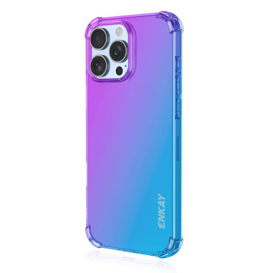 For iPhone 16 Pro ENKAY Hat-Prince Gradient Airbag TPU Phone Case(Purple Blue) - iPhone 16 Pro Cases by ENKAY | Online Shopping UK | buy2fix