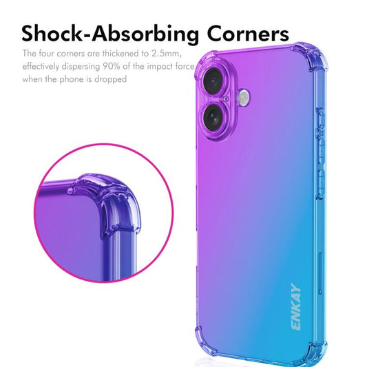 For iPhone 17 ENKAY Hat-Prince Gradient Airbag TPU Phone Case(Purple Blue) - iPhone 17 Cases by ENKAY | Online Shopping UK | buy2fix