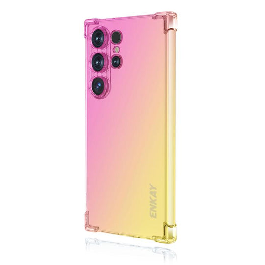 For Samsung Galaxy S25 Ultra 5G ENKAY Hat-Prince Gradient Airbag TPU Phone Case(Pink Gold)