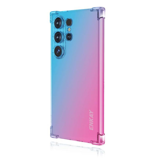 For Samsung Galaxy S25 Ultra 5G ENKAY Hat-Prince Gradient Airbag TPU Phone Case(Blue Pink)