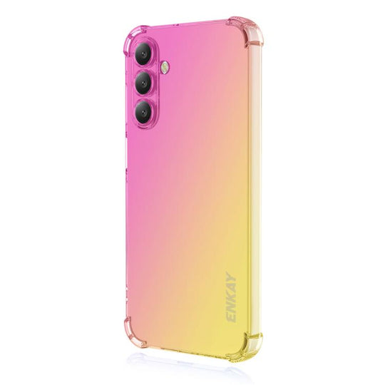 For Samsung Galaxy S24 / S25 5G ENKAY Hat-Prince Gradient Airbag TPU Phone Case(Pink Gold)