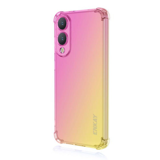 For Samsung Galaxy S25 Edge 5G ENKAY Hat-Prince Gradient Airbag TPU Phone Case(Pink Gold)