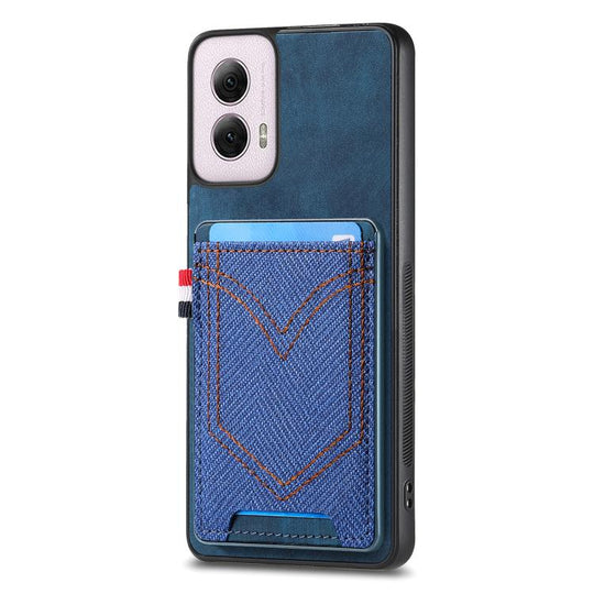 For Motorola Moto G Power 5G 2024 Denim Texture Leather Skin Phone Case with Card Slot(Blue)