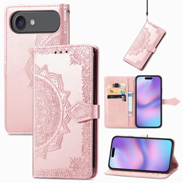 For iPhone Air Mandala Flower Embossed Leather Phone Case(Rose Gold) - iPhone Air Cases by buy2fix | Online Shopping UK | buy2fix